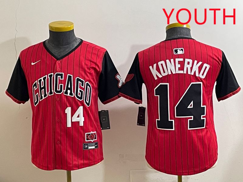 Youth 2025 Chicago White Sox #14 Konerko Red Stripe Joint Name Nike MLB Jersey style 4